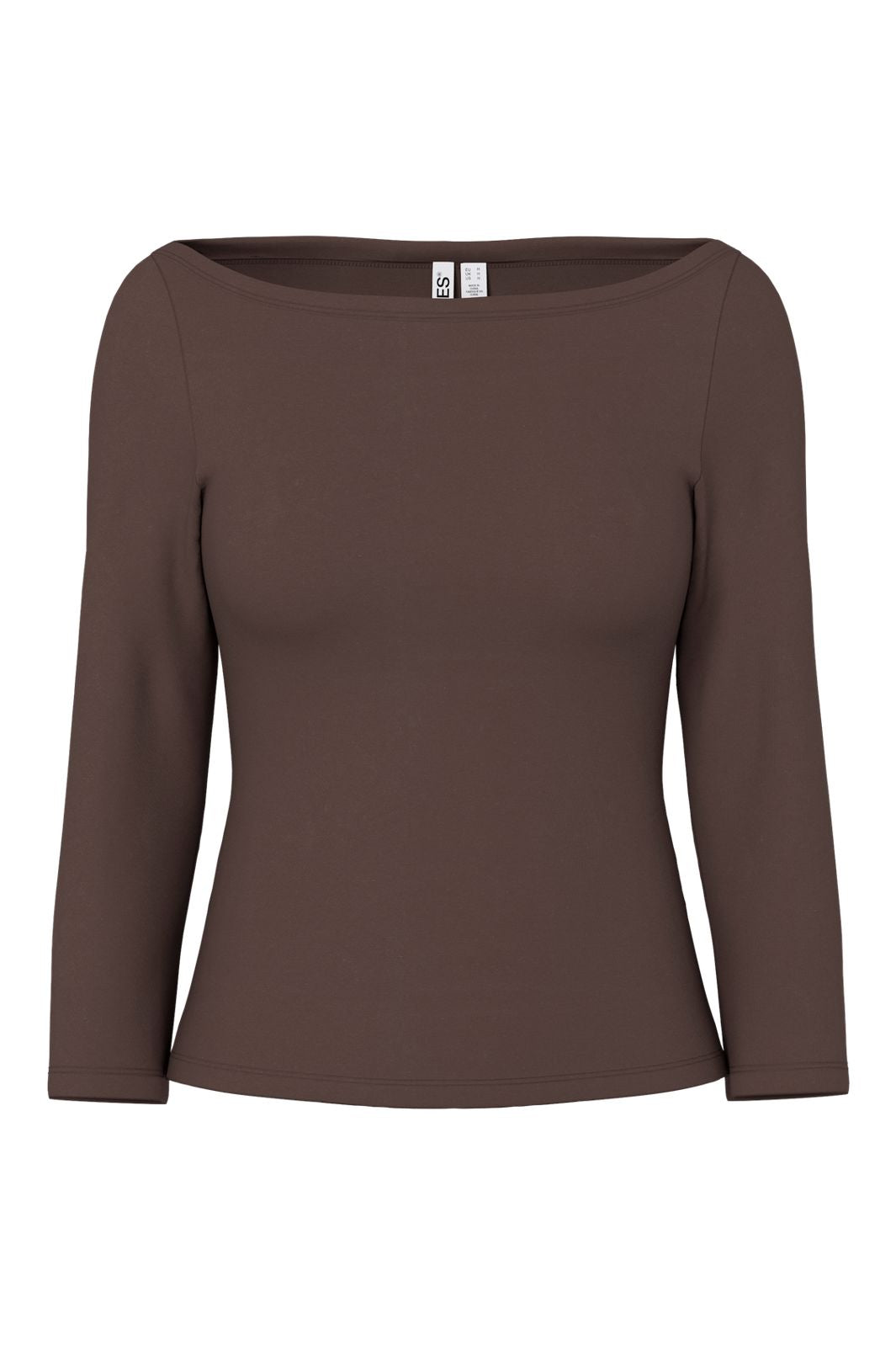 Pieces - Pcphoebe 3/4 Boatneck Top - 5083334 Hot Fudge