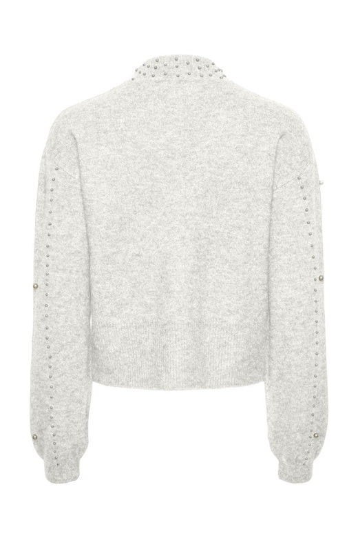 Pieces - Pcrea Ls High Neck Pearl Knit - 4673607 Cloud Dancer White Pearls