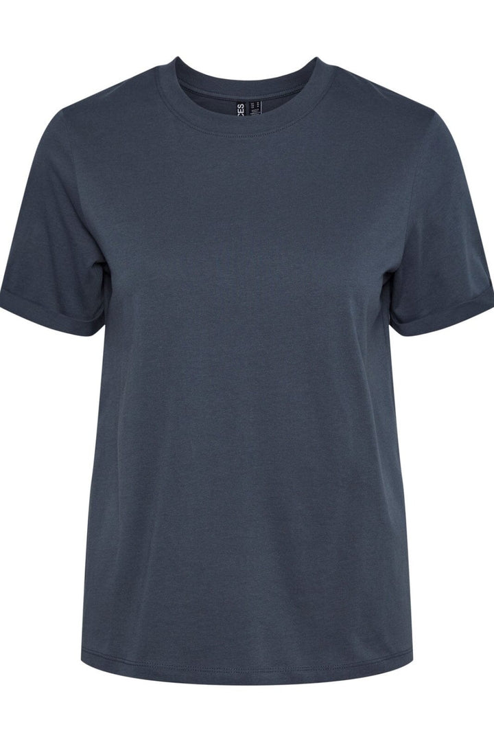 Pieces - Pcria Ss Fold Up Solid Tee - Ombre Blue