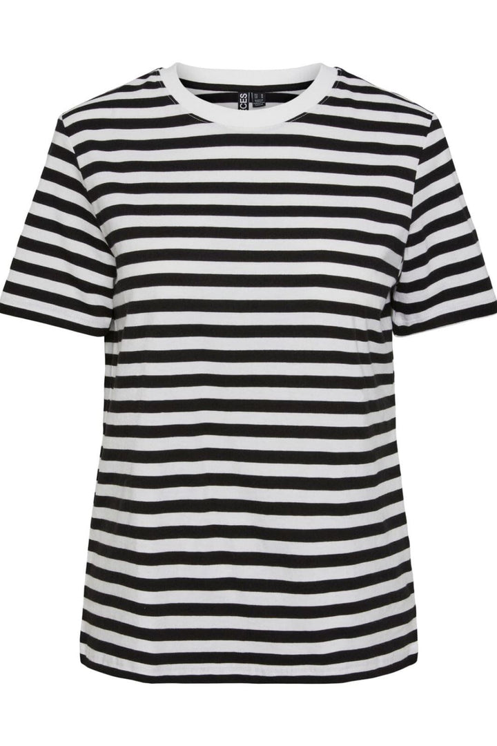 Pieces - Pcria Ss Tee Stripes - 4400578 Black Bright White