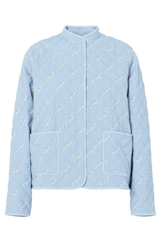 Pieces - Pcrikke Quilted Jacket - 4928323 Cashmere Blue Cloud Dancer & Black Flower Jakker 