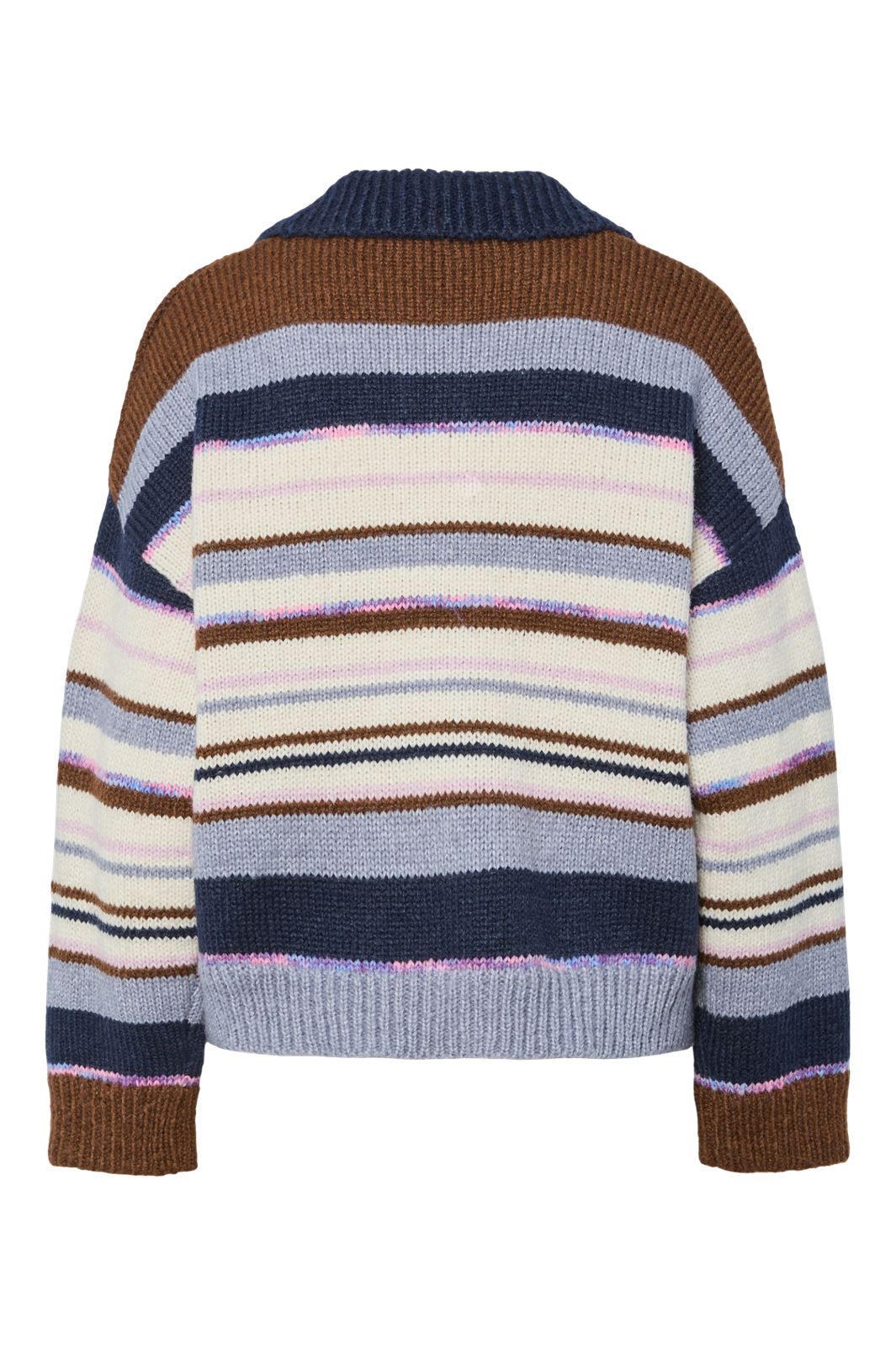 Pieces - Pcrye Ls Polo Knit - 4892847 Downtown Brown Multi Color