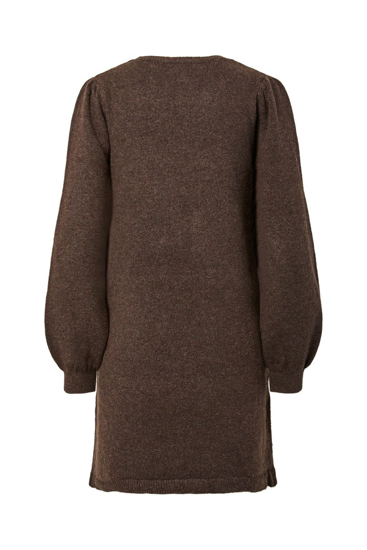 Pieces - Pcsally Ls O-Neck Knit Dress - 5087262 Hot Fudge Melange