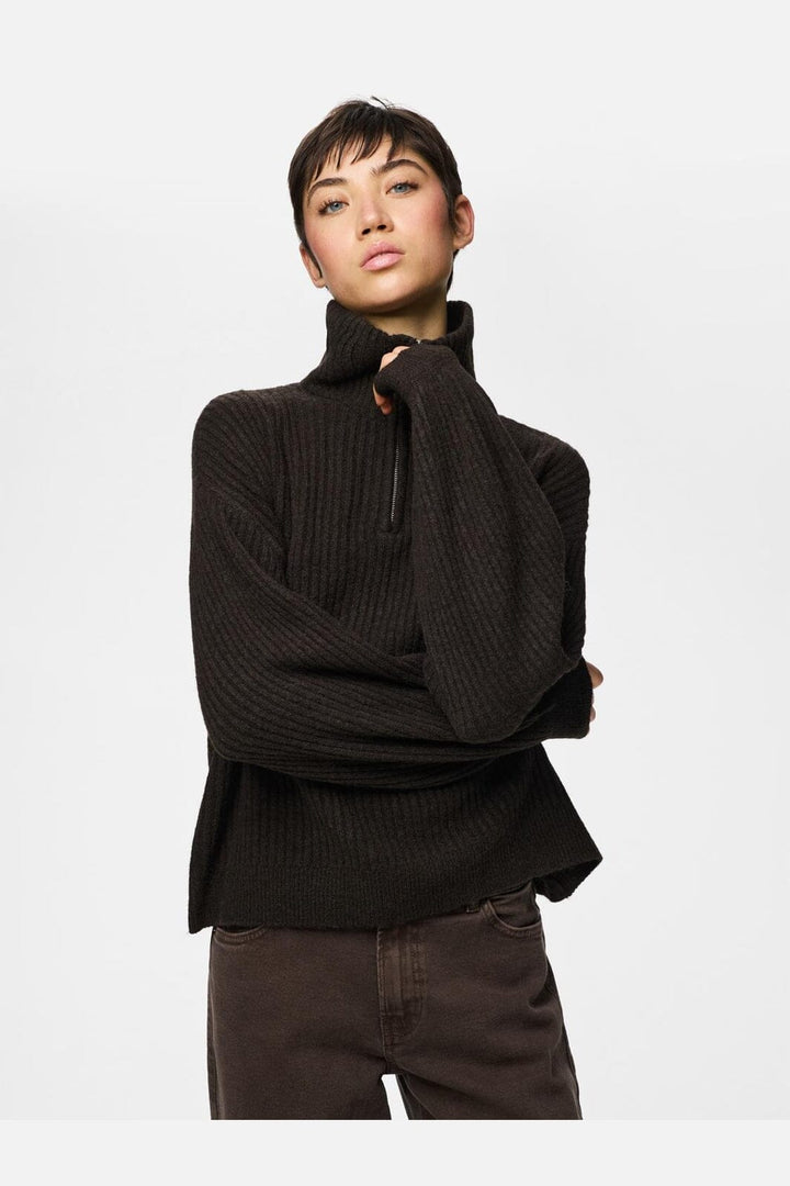 Pieces - Pcsilly Ls Half Zip Knit - 5099226 Delicioso Melange