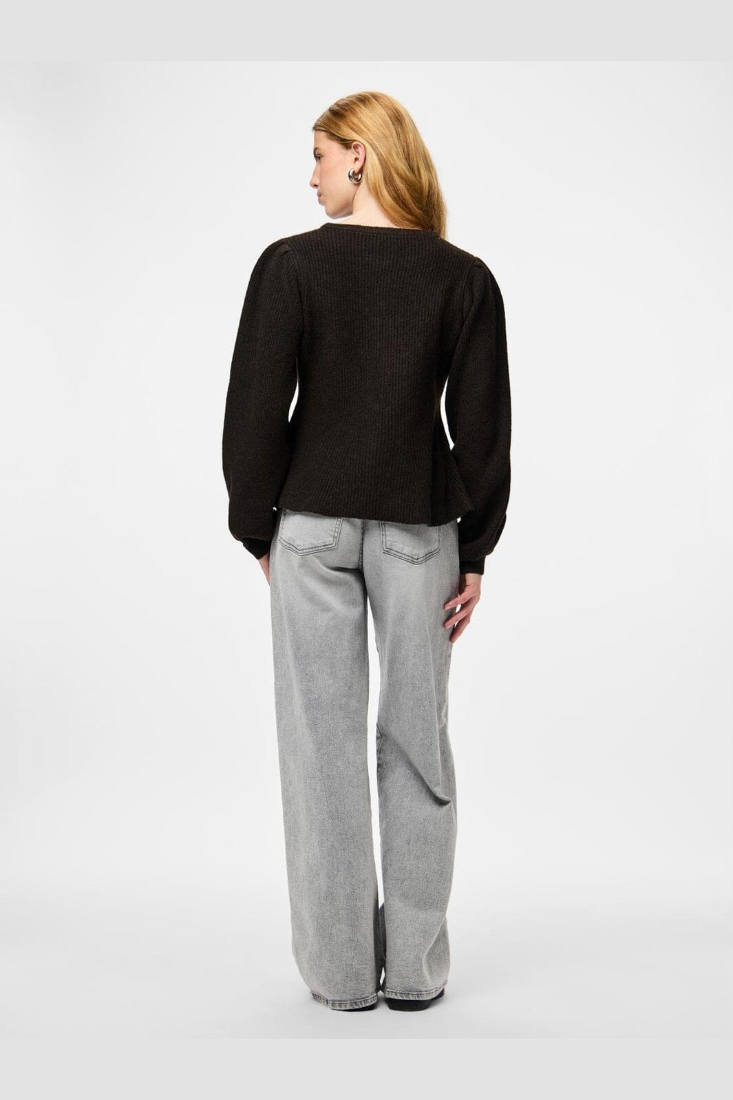 Pieces - Pcsilly Ls Puff Knit Cardigan - 5102717 Hot Fudge Melange