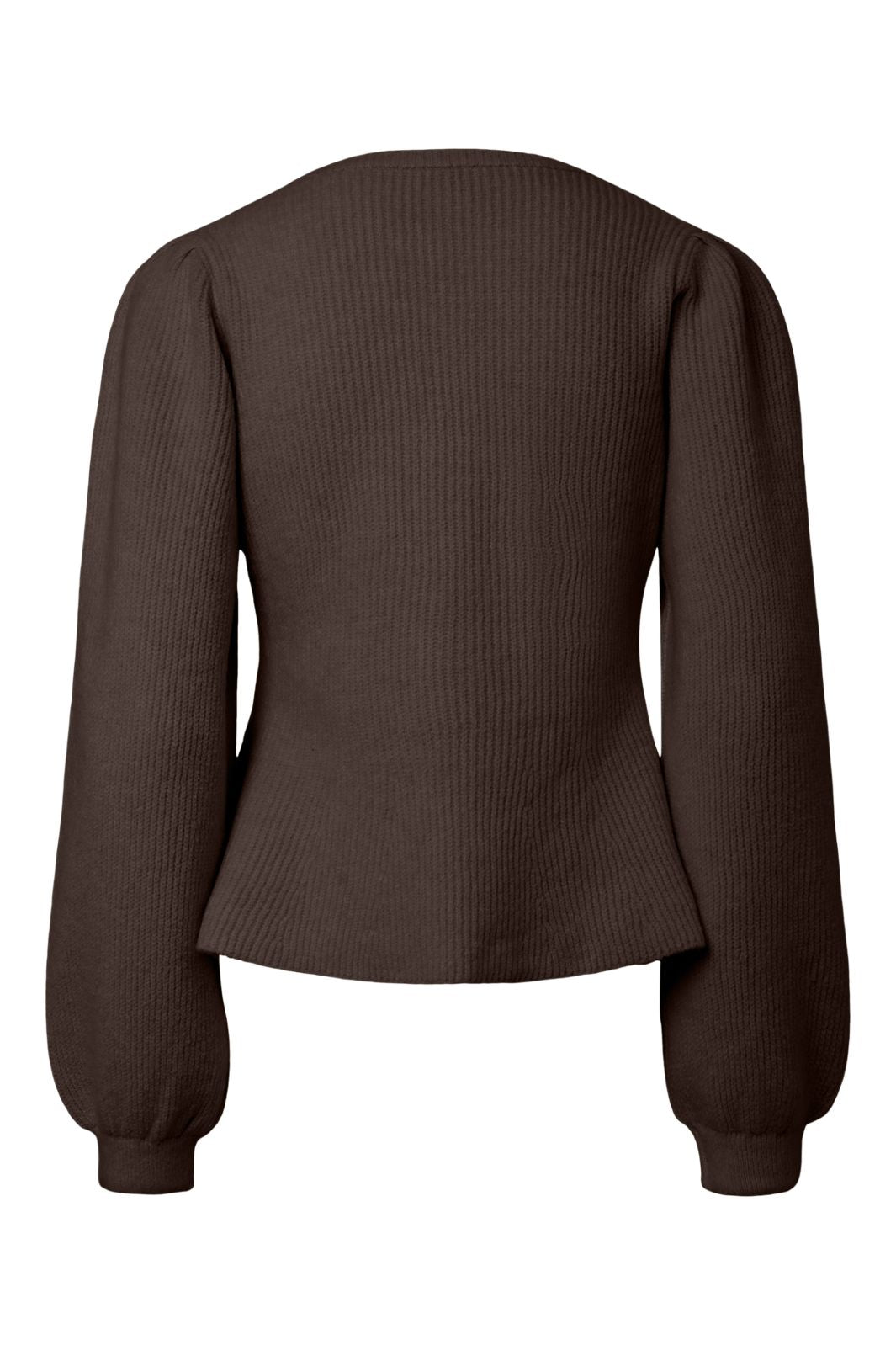 Pieces - Pcsilly Ls Puff Knit Cardigan - 5102717 Hot Fudge Melange