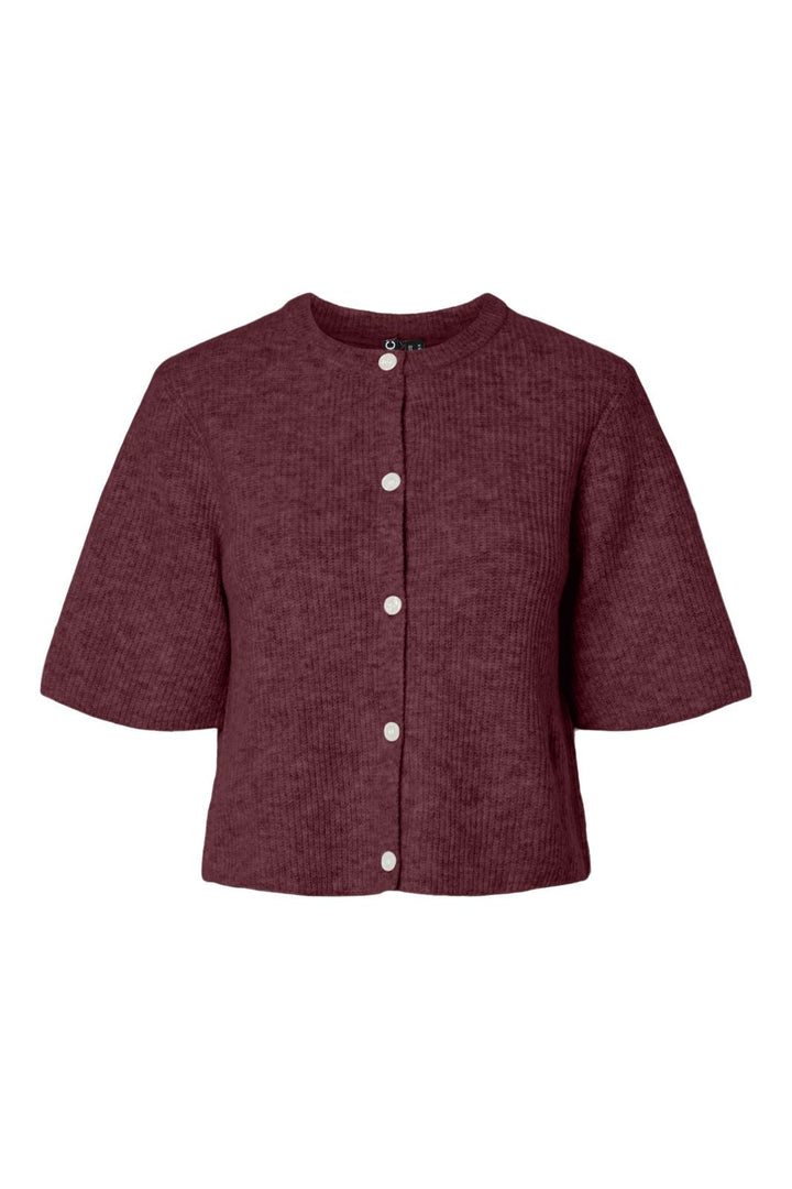 Pieces - Pcsilly Ss O-Neck Knit Cardigan - 4961212 Tawny Port Melange