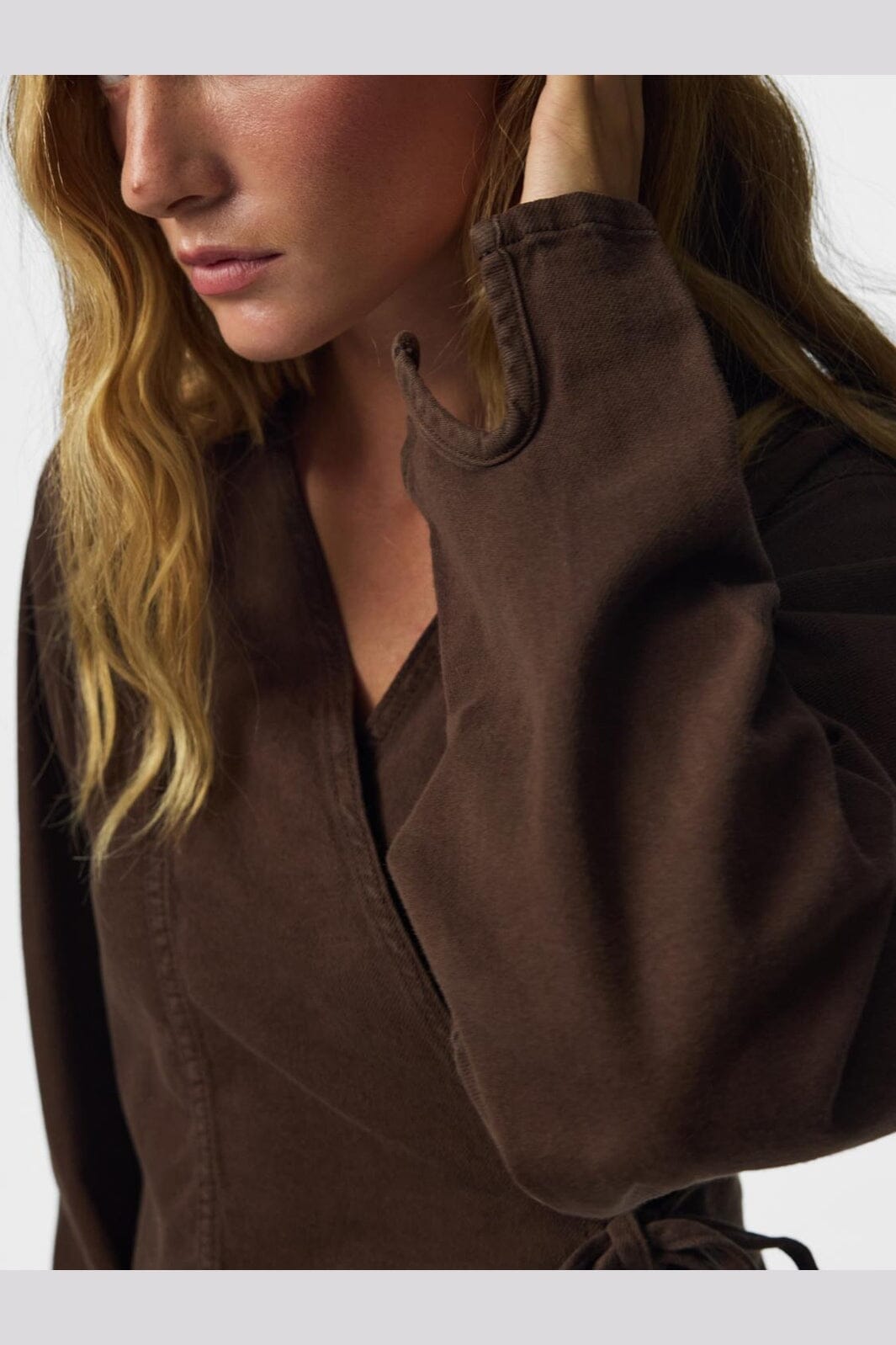 Pieces - Pcsilvia Ls Wrap Shirt - 5190497 Hot Fudge