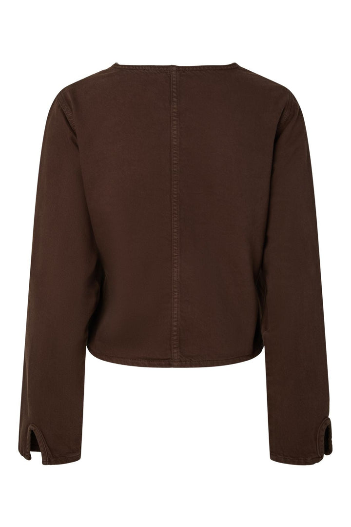 Pieces - Pcsilvia Ls Wrap Shirt - 5190497 Hot Fudge