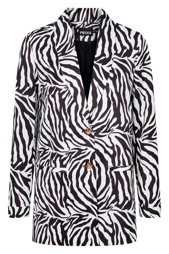 Pieces - Pcsize Zebra Ls Loose Blazer - Bright White