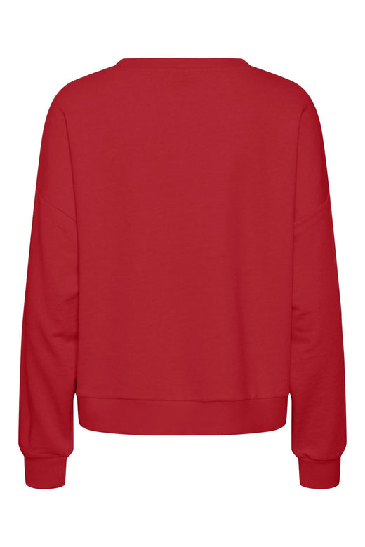 Pieces - Pcskylar Ls O-Neck Sweat - 4708809 High Risk Red White Text
