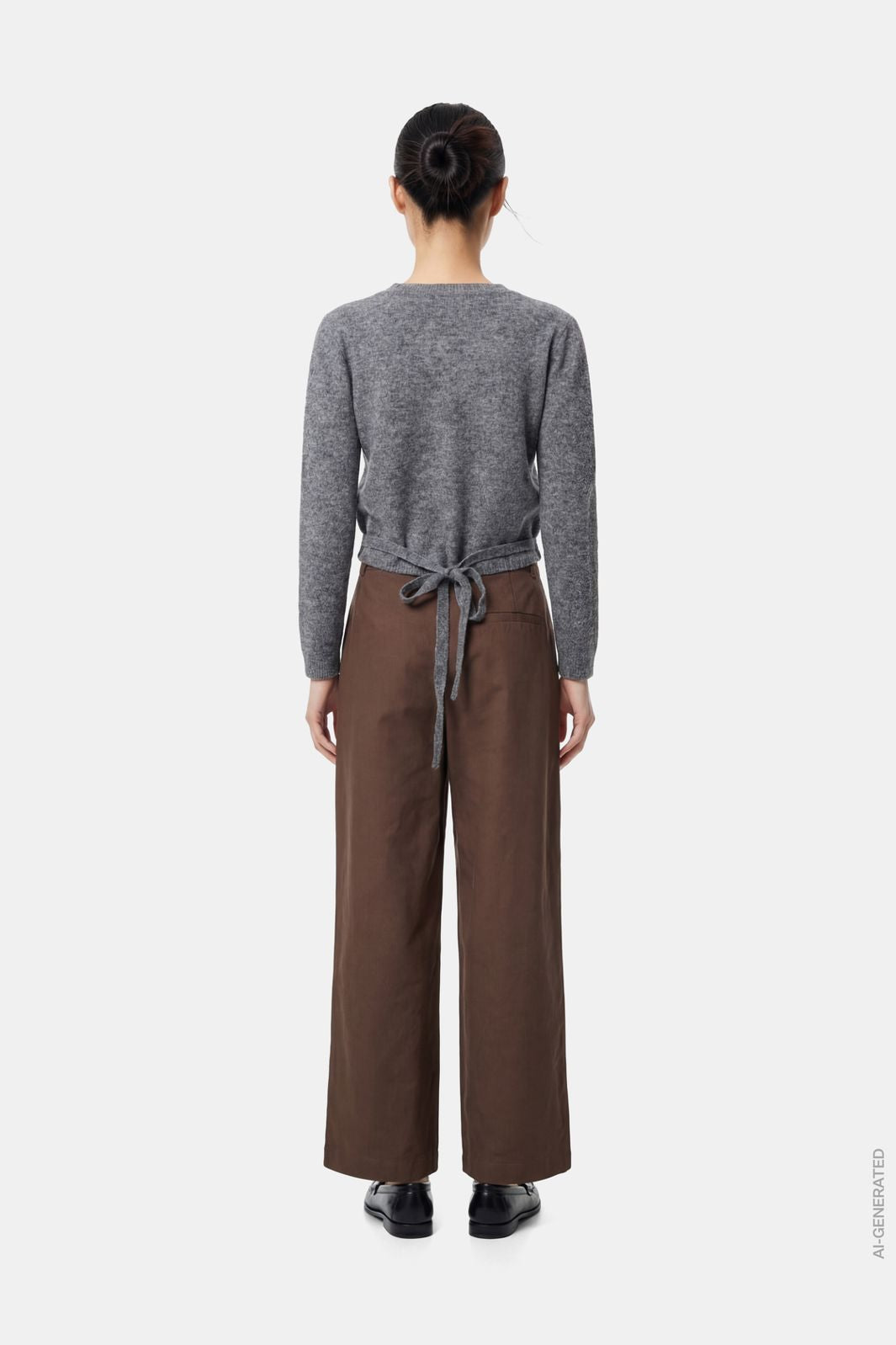 Pieces - Pctea Lace Detail Wide Pant - 5122880 Hot Fudge