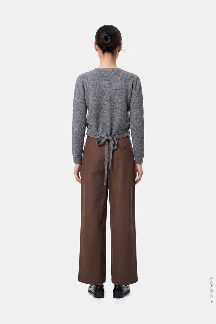 Pieces - Pctea Lace Detail Wide Pant - 5122880 Hot Fudge