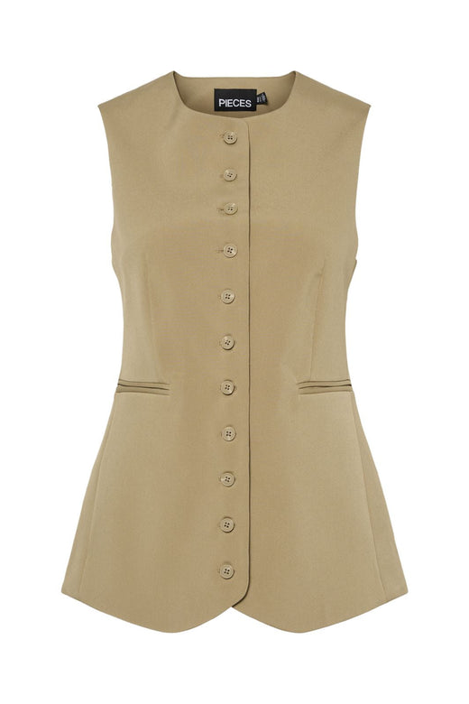 Pieces - Pctempre Long Vest - 4740955 Elmwood