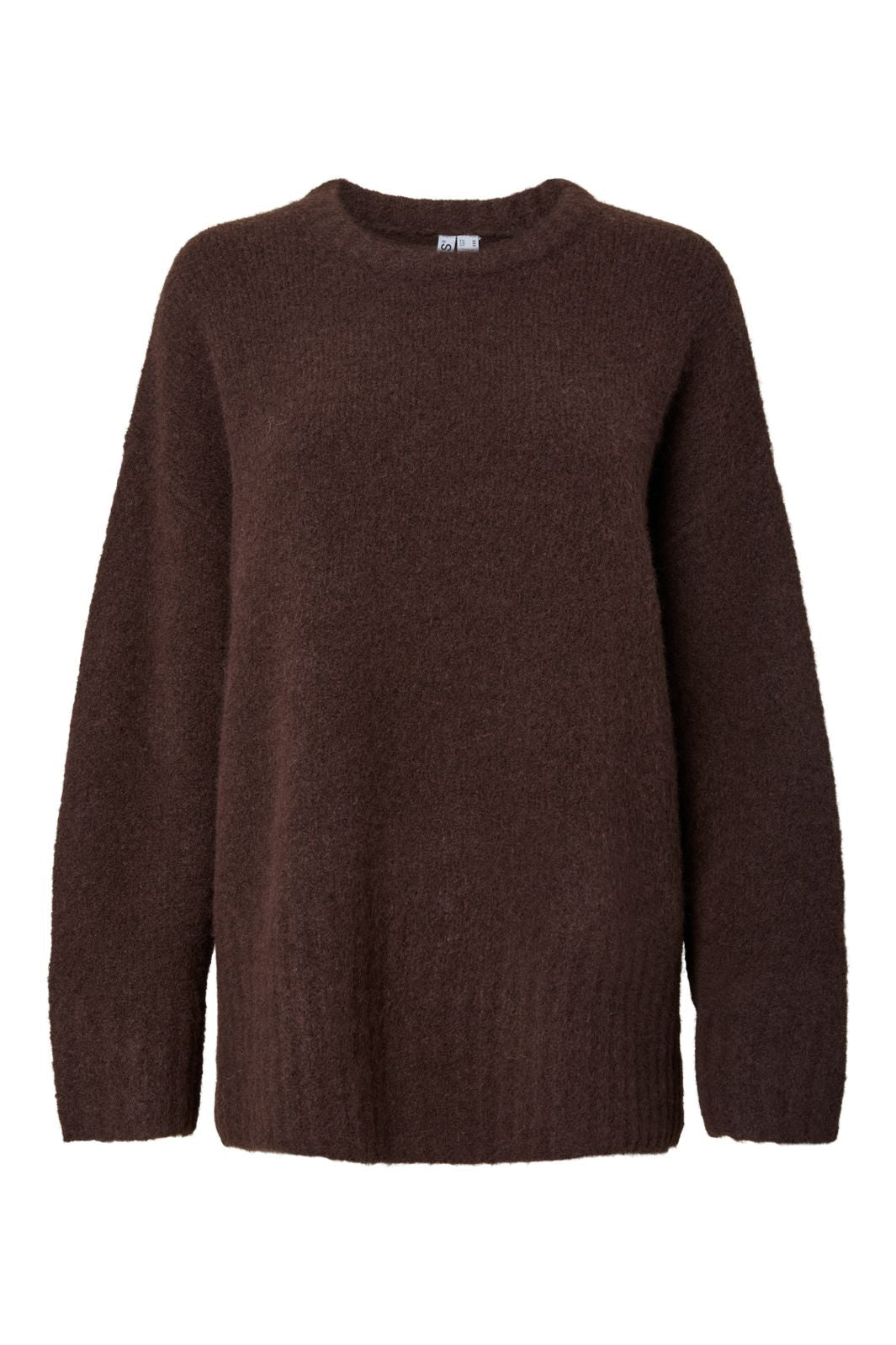 Pieces - Pctina Ls O-Neck Knit - 5087564 Hot Fudge Melange