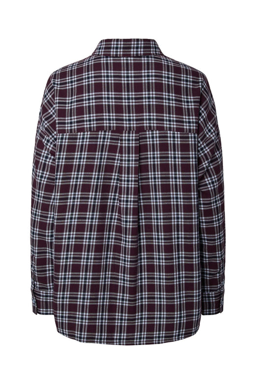 Pieces - Pcviolet Ls Flannel Shirt No/Button - 5237445 Plum Perfect Maritime Blue