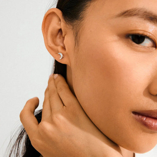 Pilgrim - Between Moon Earrings Silver-plated 262536003 - Silver Plated Øreringe 