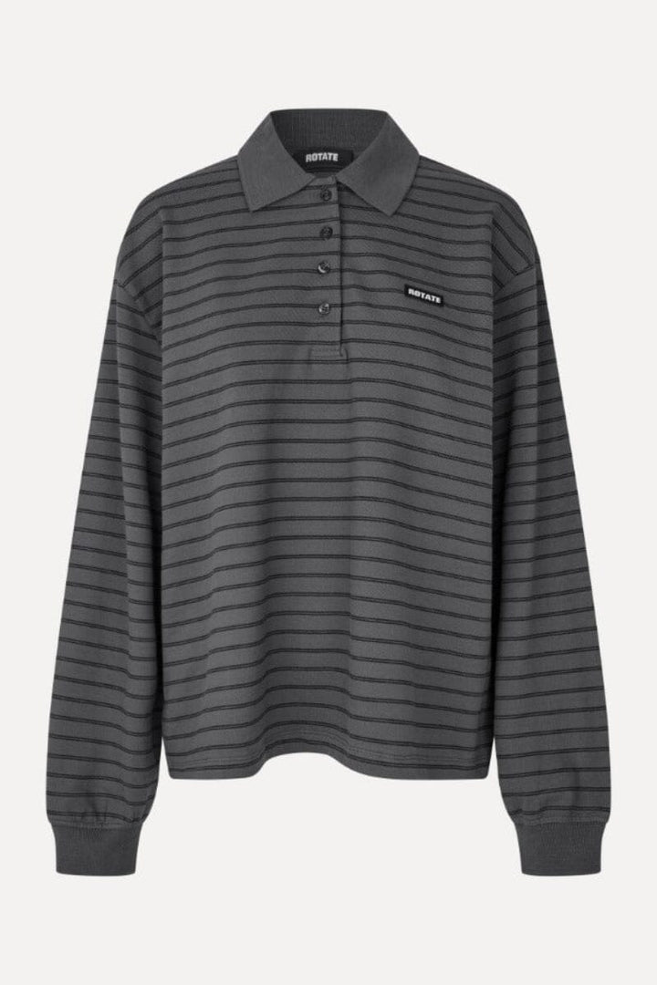 Rotate - Pique Longsleeve Polo 1174161206 - 1206 Gray Pinstripe Comb. Toppe 