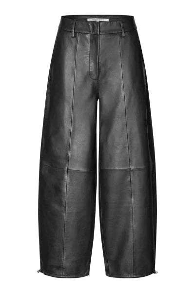 Second Female - Aluka Leather Trousers 61308 - 8001 Black Bukser 