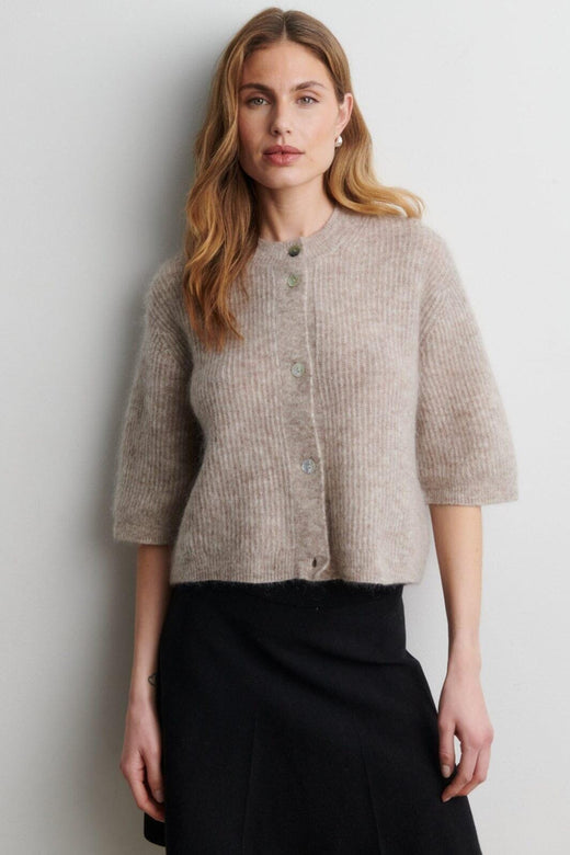 Second Female - Andrea Knit Rib Cardigan 58367 - 0511 Light Beige Melange Cardigans 