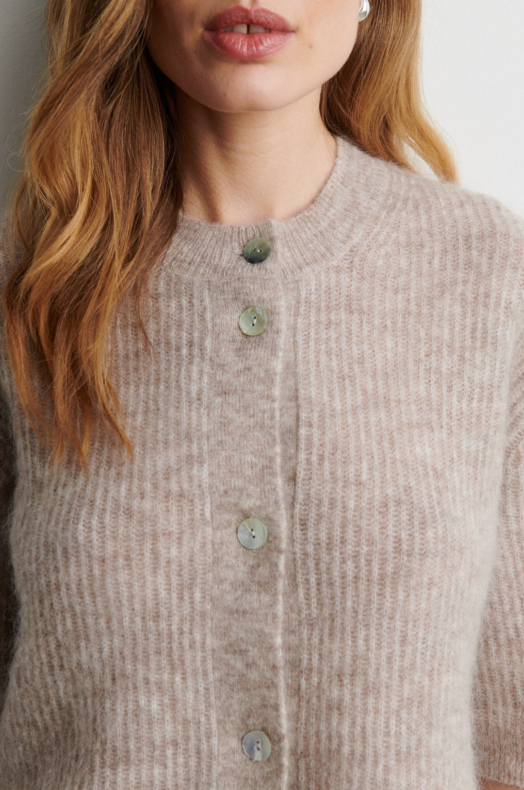 Second Female - Andrea Knit Rib Cardigan 58367 - 0511 Light Beige Melange Cardigans 