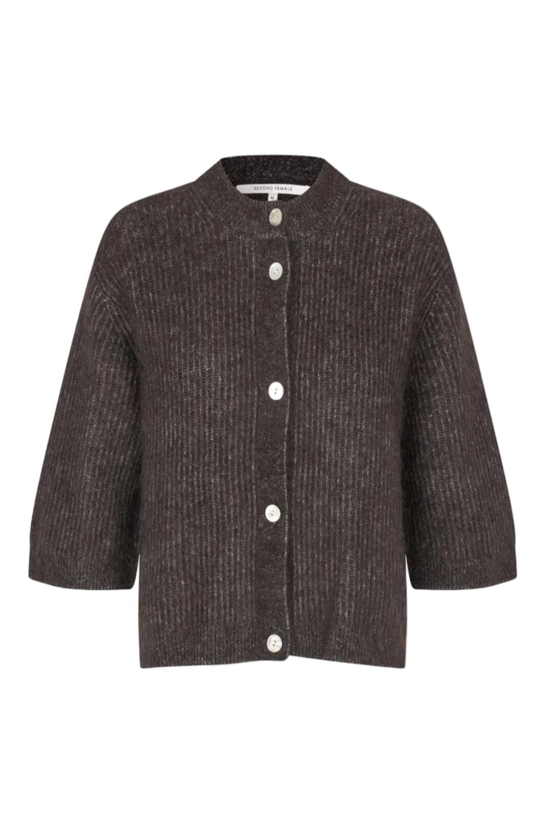 Second Female - Andrea Knit Rib Cardigan 58367 - 6150 Chocolate Torte Cardigans 