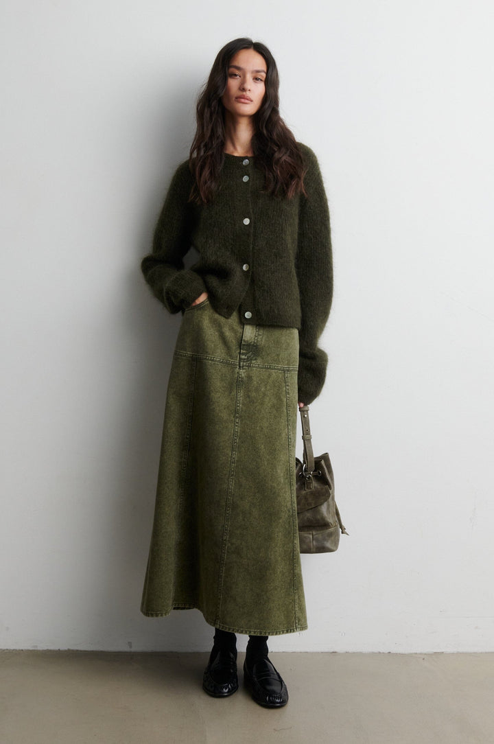 Second Female - Andrea Knit Rib LS Cardigan 60126 - 8004 Black Olive Cardigans 