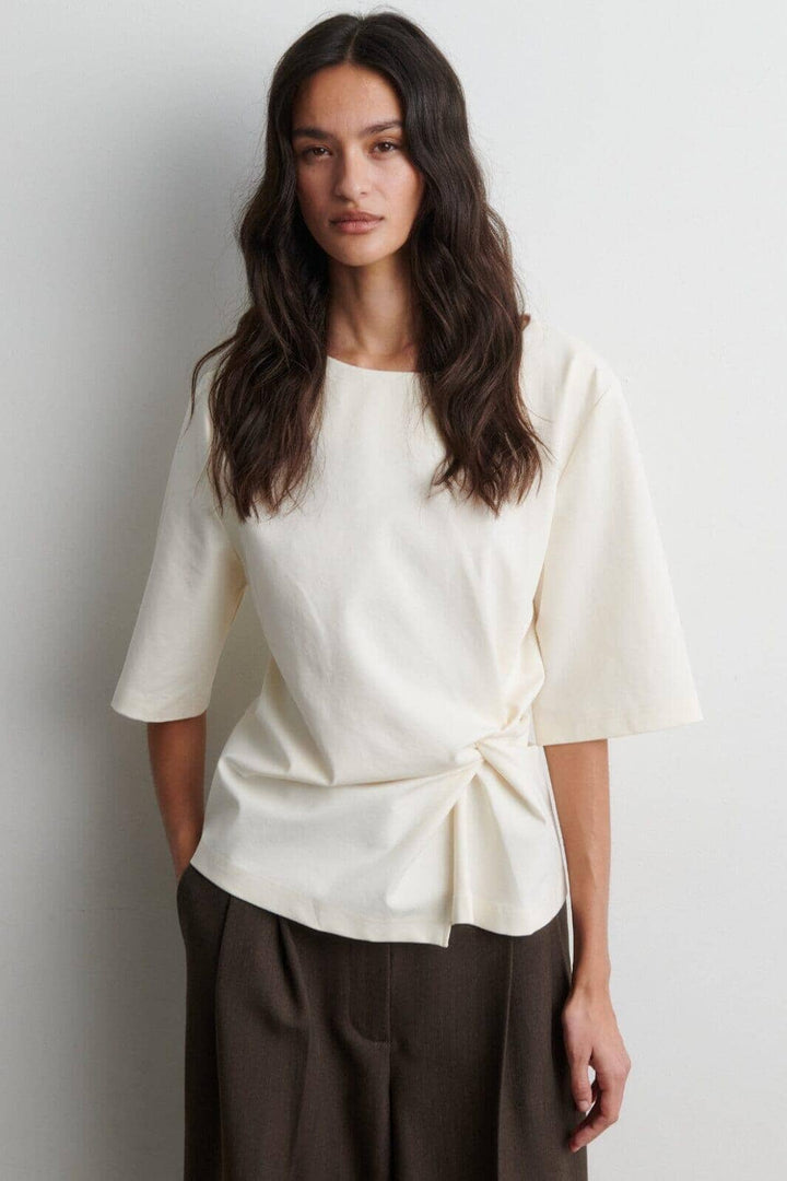 Second Female - Arkai Drape Tee 60870 - 1015 Eggnog T-shirts 
