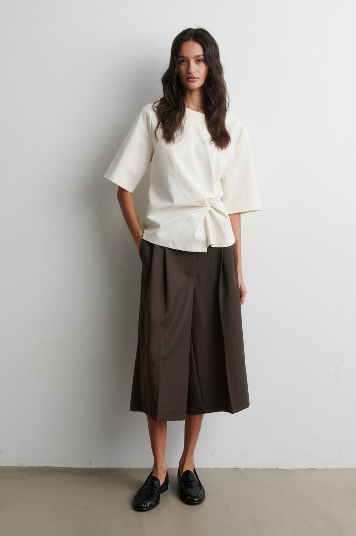 Second Female - Arkai Drape Tee 60870 - 1015 Eggnog T-shirts 