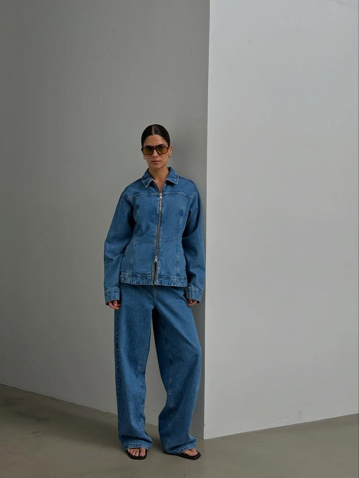 Second Female - Belton Peplum Denim Jacket 60444 - 5997 Blue denim Skjorter 