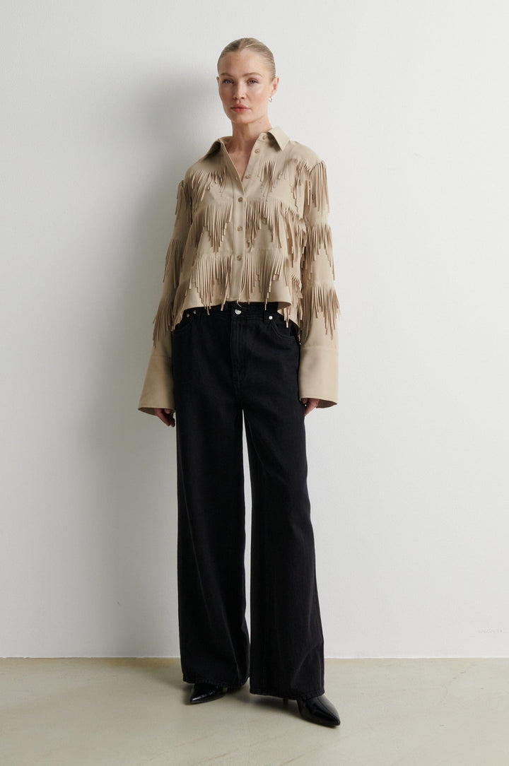 Second Female - Dancing Cropped Shirt 60230 - 6004 Chinchilla Skjorter 
