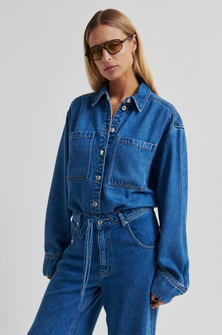 Second Female - Irvina Denim Shirt 60585 - 5997 Blue denim Skjorter 
