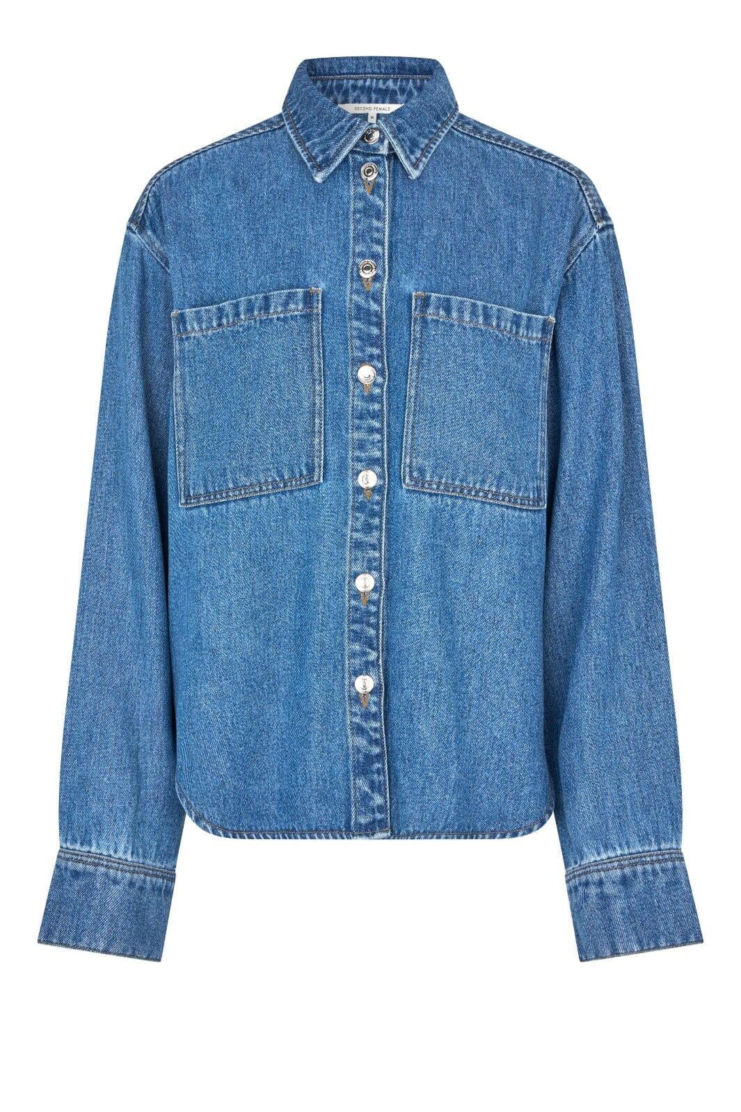 Second Female - Irvina Denim Shirt 60585 - 5997 Blue denim Skjorter 