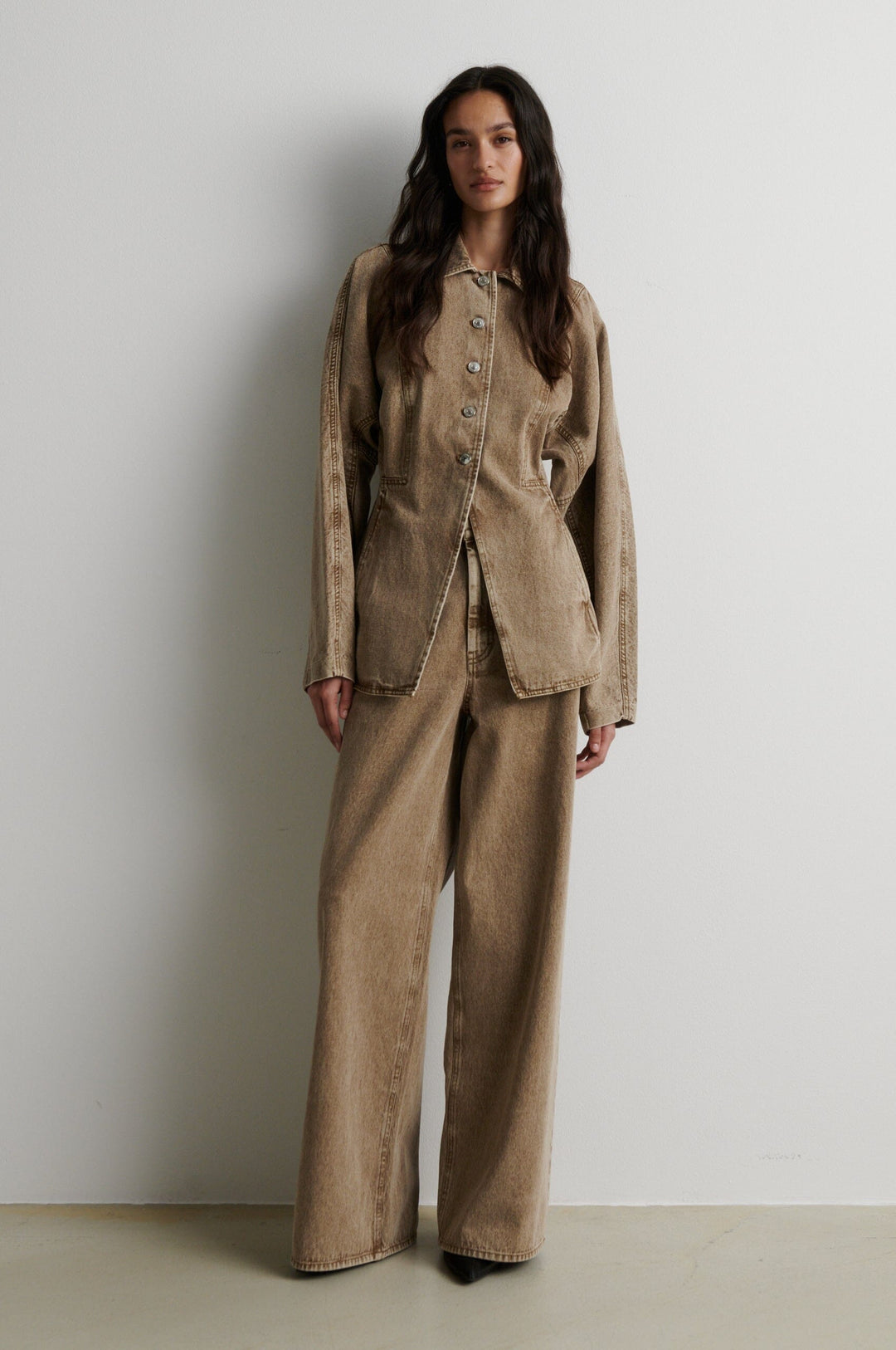 Second Female - Isana Fitted Denim Jacket 61291 - 6016 Camel Jakker 