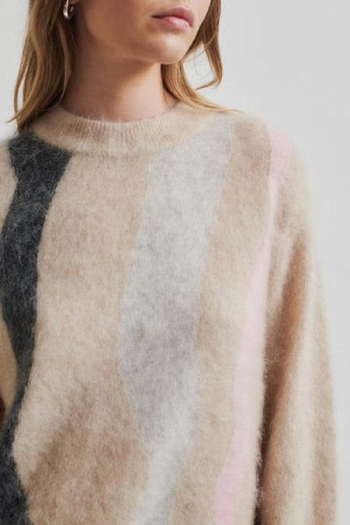 Second Female - Marbel Knit O-Neck 59236 - 504 Beige