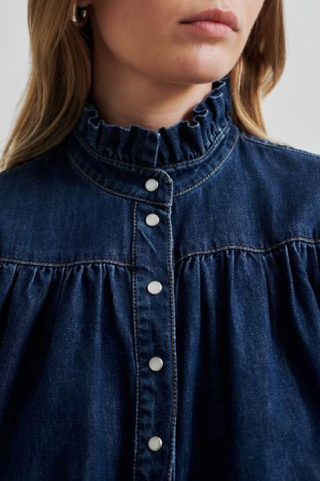 Second Female - Mina Denim Shirt 59309 - 5997 Blue denim