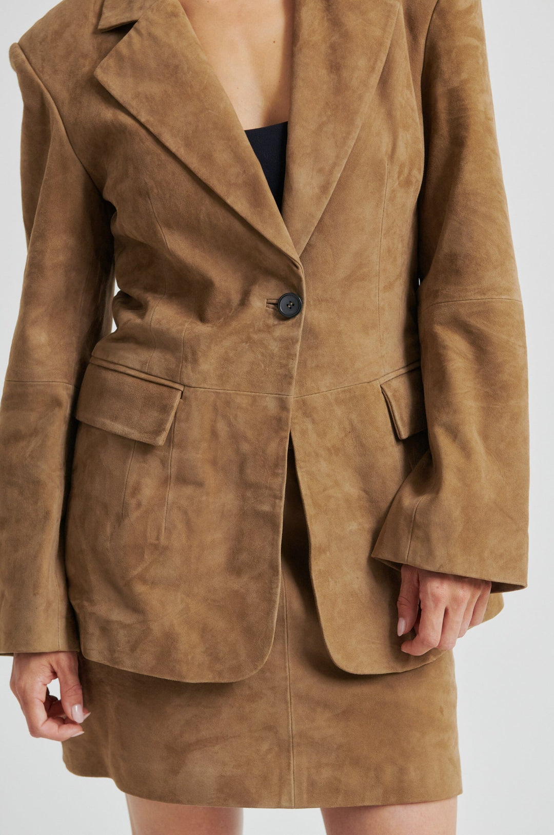 Second Female - Suellen Fitted Suede Blazer 60521 - 6152 Petrified Oak Blazere 