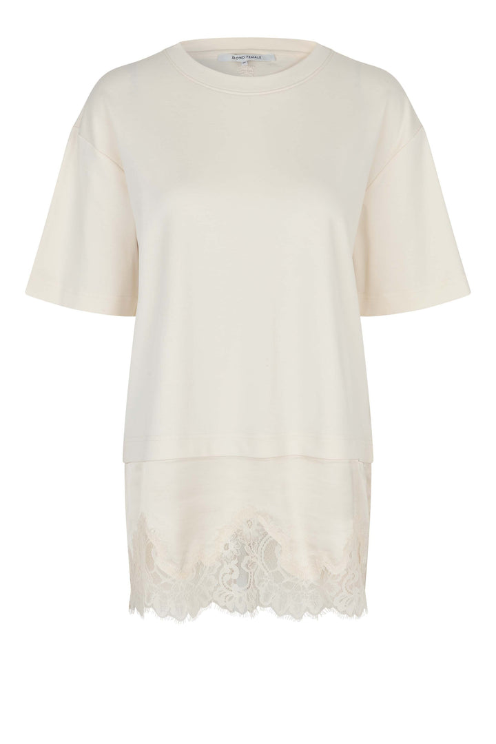 Second Female - Vaccara Lace Tee 61136 - 1027 Egret T-shirts 