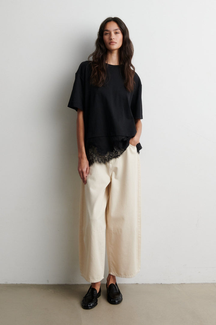 Second Female - Vaccara Lace Tee 61136 - 8001 Black T-shirts 