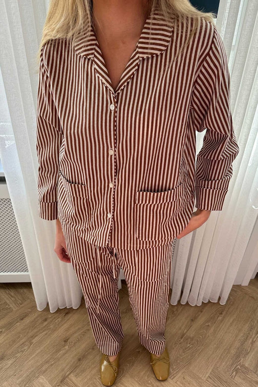 Sissel Edelbo - Nuit Pyjamas Set SE 1704 - Brown Stripes