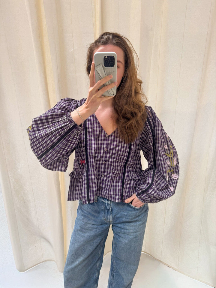 Sissel Edelbo x Molly&My - Veda Top SE 2116 - Purple Checks Skjorter 