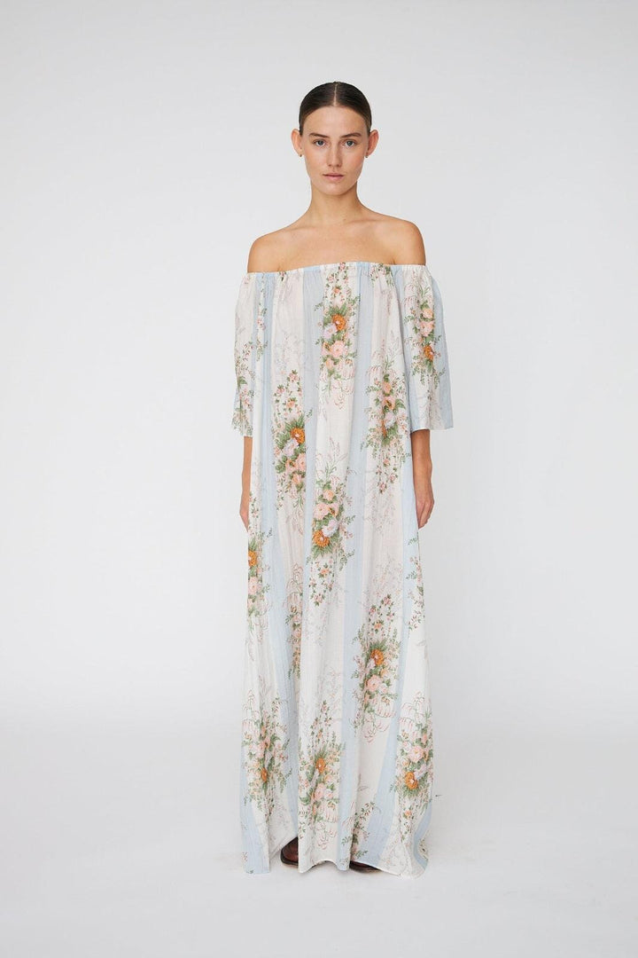 Stella Nova - Loose Maxi Dress With Drop Shouldersln62-4452 - 462 Creme Multicolour Flowers Kjoler 