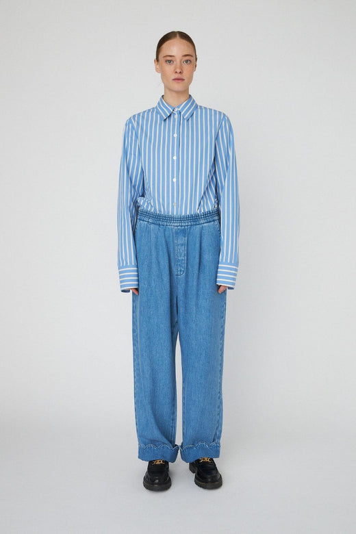 Stella Nova - Washed Blue Mid-waist Pants With Scallop Edgewd54-6325 - 302 Light Blue Bukser 