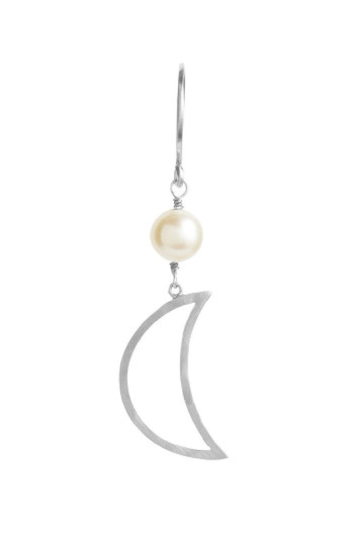 Stine A - Bella Moon Earring With Pearl Silver - 1282-00-S