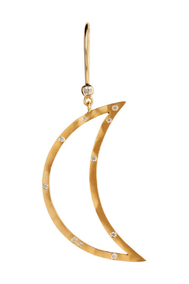 Stine A - Big Bella Moon With Stones Earring Goldenen - 1260-02-S
