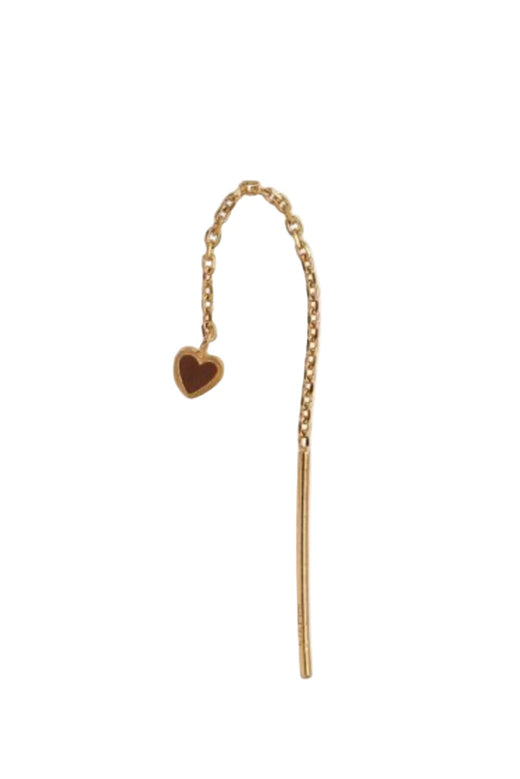 Stine A - Dangling Love Heart Enamel - Mocha - 1364-02-Mocha Øreringe 
