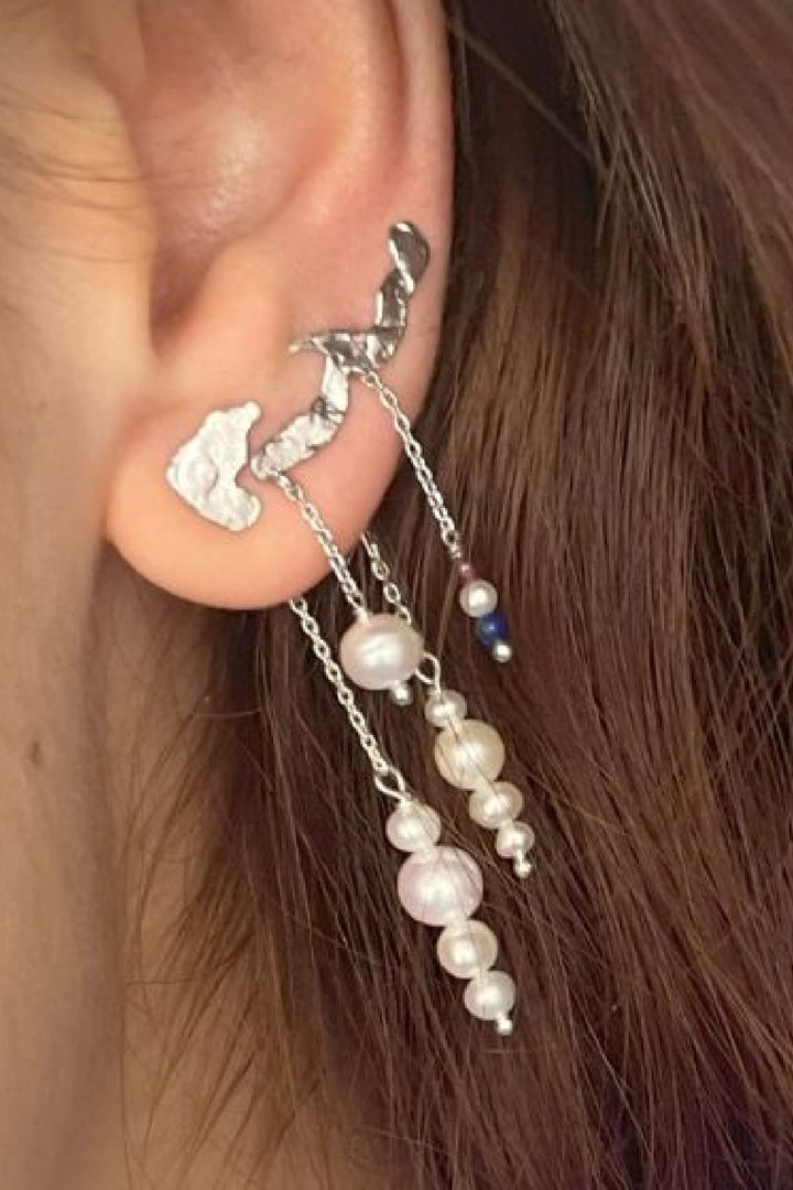 Stine A - Pearl Berries Behind Ear Earring 1310-00 - Silver