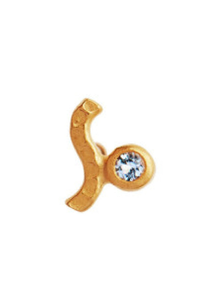 Stine A - Petit Wave Earring Goldenen With Stone - Light Blue - 1222-02-S-Light Blue