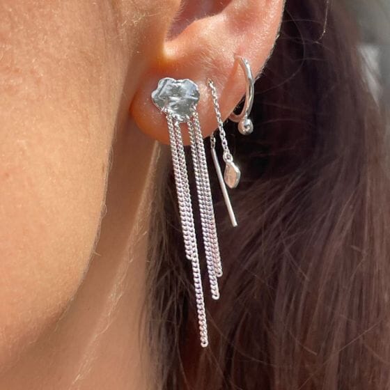 Stine A - Shell Reflections Earring With Chains Silver - Single - 1352-00-S