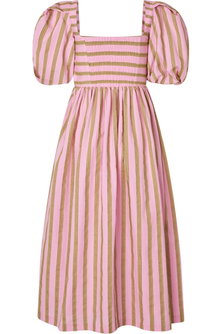 Stine Goya - 2344 Soft Jacquard Weave, Blouson Sleeve Midi Dress sg-ss25-d113-2344 - Wallpaper Stripes